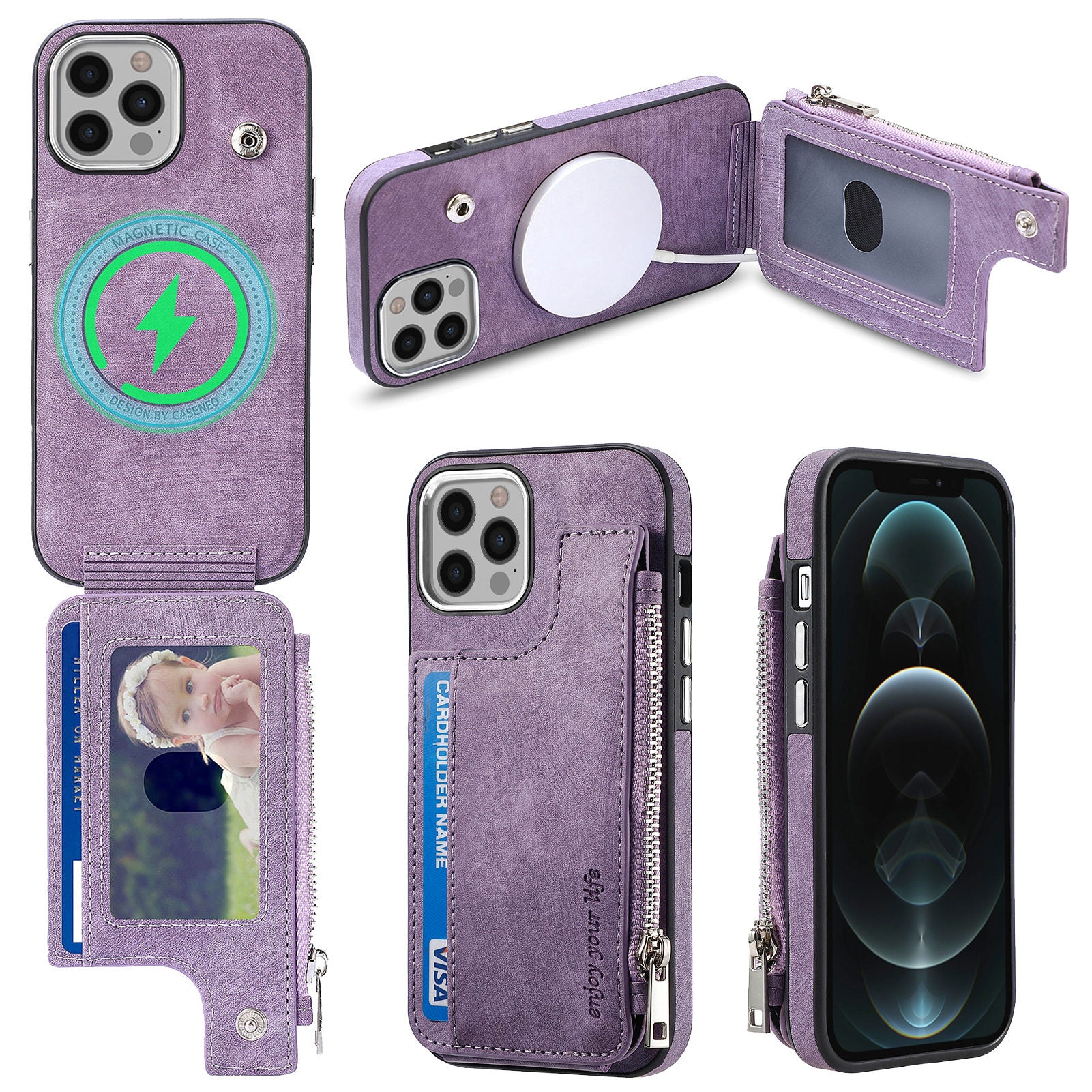 For iPhone 12 Pro 6.1 inch Magnetic Case Anti-Scratch PU Leather TPU Phone Shell Wallet Kickstand Phone Cover For iPhone 12 Pro 6.1 inch Magnetic Case Anti-Scratch PU Leather TPU Phone Shell Wallet Kickstand Phone Cover